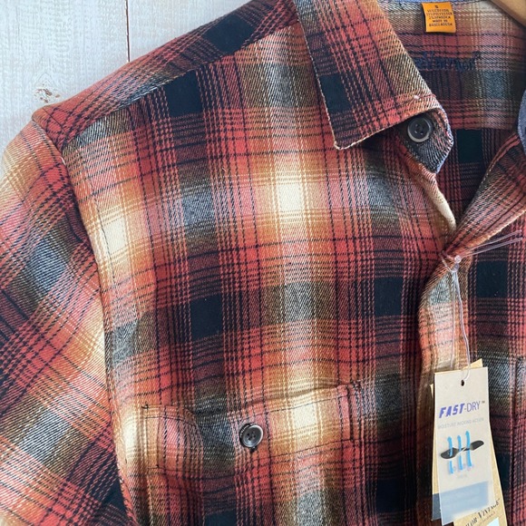 Tailor Vintage Mens Maple Lodge Plaid Performance Stretch Flannel Shirt Orange S - Picture 4 of 10